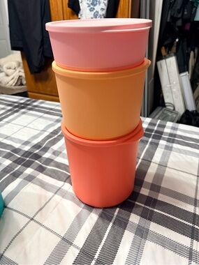 Tupperware Pink, Peach & Coral Stackable Food Storage Containers